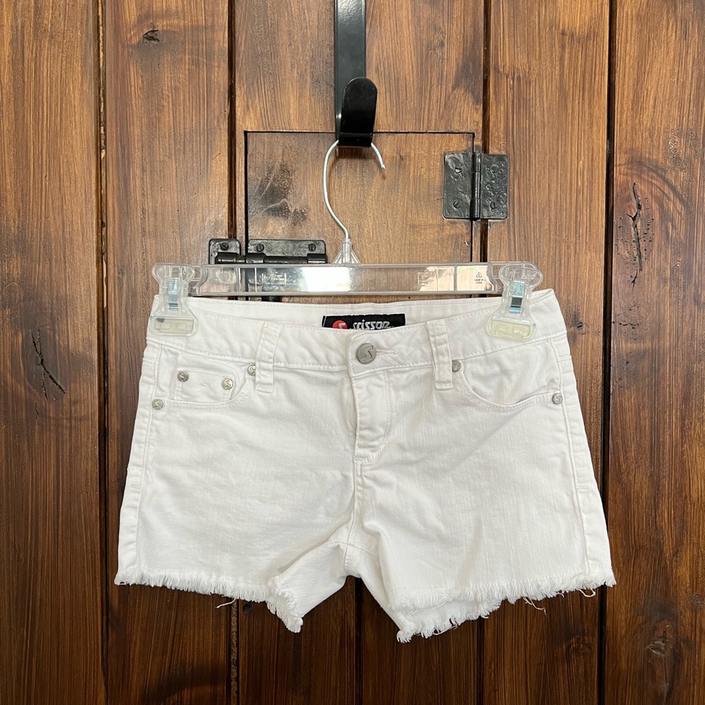 White denim girls shorts